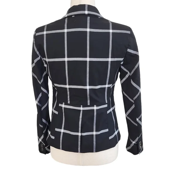 EUC 7th Avenue women's plaid 1 button blazer jacket, 2P, black white - Picture 3 of 10